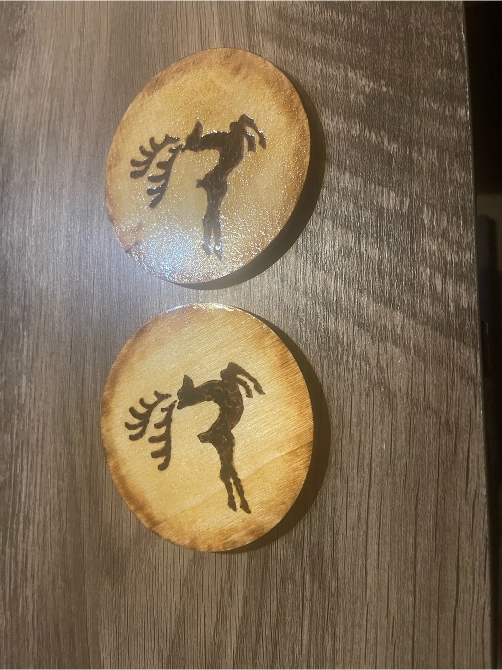 Rustic Reindeer Wood Coaster Set